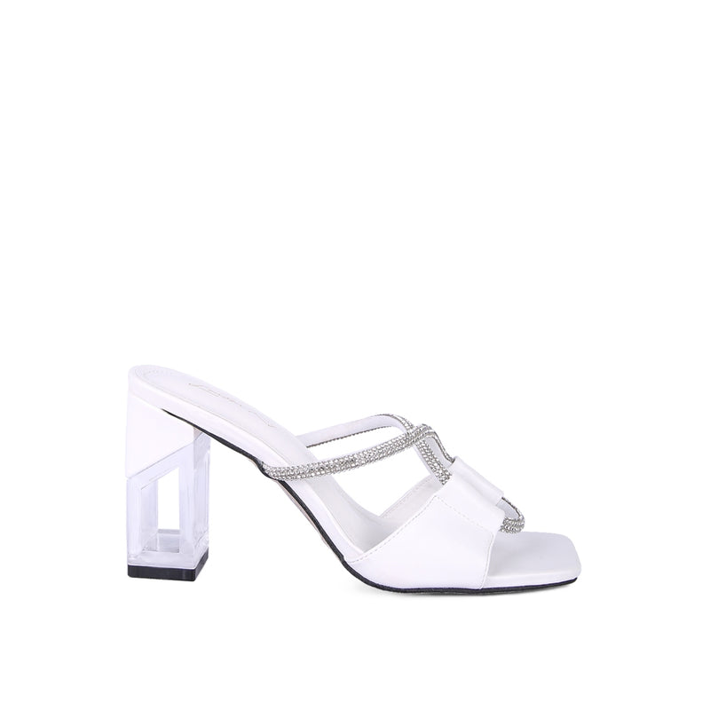 FINEAPPLE CRYSTAL LOOP MID HEEL SANDALS