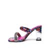 KRYPTON CLEAR BLOCK-HEELED MARBLE PRINT SLIDES