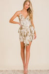 TIERED SKIRT V-NECK RUFFLE SHORT SEQUIN DRESS