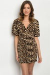 Brown leopard print dress