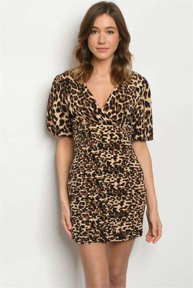 Brown leopard print dress
