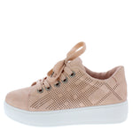 Briana01 Mauve Perforated Lace Up Platform Sneaker Flat