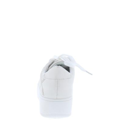 Briana01 White Perforated Lace Up Platform Sneaker Flat