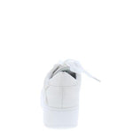 Briana01 White Perforated Lace Up Platform Sneaker Flat
