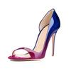Fashion Leopard Print Color Gradient Women's Sandals High Heel Open toe Lady Party Dress Pumps Shoes Summer Leather Stiletto