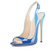 Women High Heel Summer Sandals Snakeskin Leather Dress shoe Evening Party Slingback Open toe Pumps