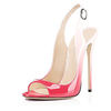 Women High Heel Summer Sandals Snakeskin Leather Dress shoe Evening Party Slingback Open toe Pumps