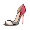 Fashion Leopard Print Color Gradient Women's Sandals High Heel Open toe Lady Party Dress Pumps Shoes Summer Leather Stiletto