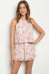 Peach floral romper