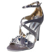 Tanya Silver Studded Open Toe X Strap Stiletto Heel