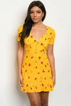 YELLOW FLOWER MINI DRESS
