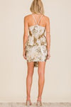 TIERED SKIRT V-NECK RUFFLE SHORT SEQUIN DRESS