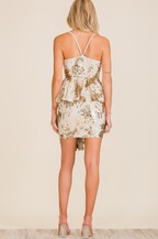 TIERED SKIRT V-NECK RUFFLE SHORT SEQUIN DRESS