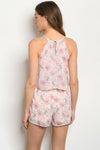Peach floral romper