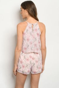 Peach floral romper
