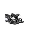 KRYPTON CLEAR BLOCK-HEELED MARBLE PRINT SLIDES