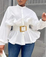 Ruched-Lantern-Sleeve-Top