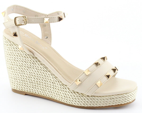 WOMENS STUDS PLATFORM WEDGE SANDALS