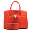 Ostrich Embossed Large Satchel Set