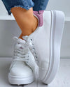 Glitter Letter Embroidery Lace-Up Casual Sneakers