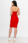 Sexy sleeveless ruched midi bodycon