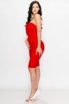 Sexy sleeveless ruched midi bodycon