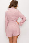 Collared surplice wrap romper