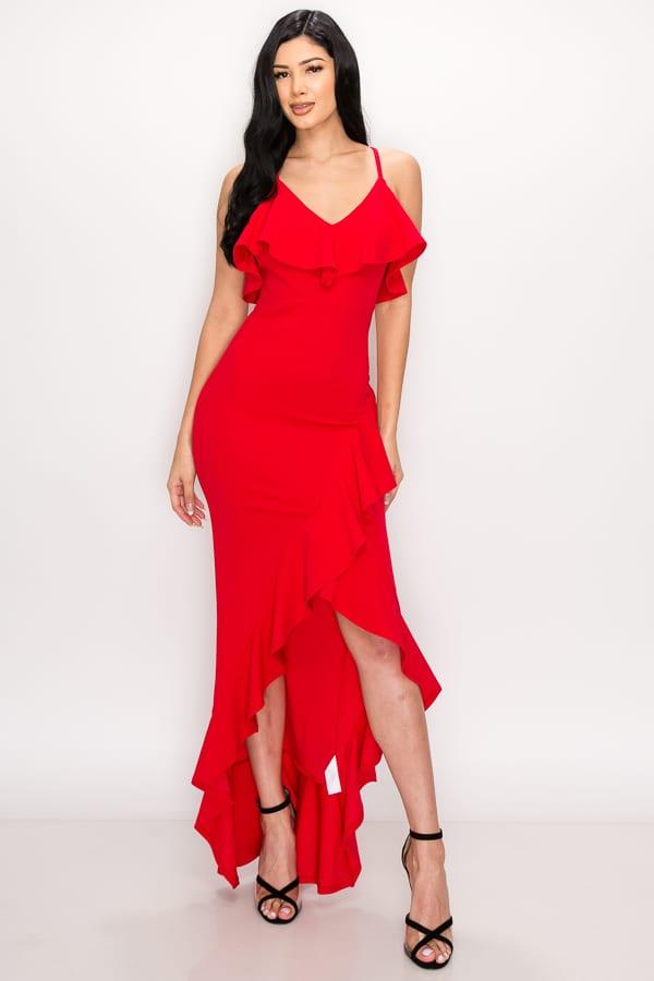 High low ruffle dress