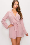 Collared surplice wrap romper