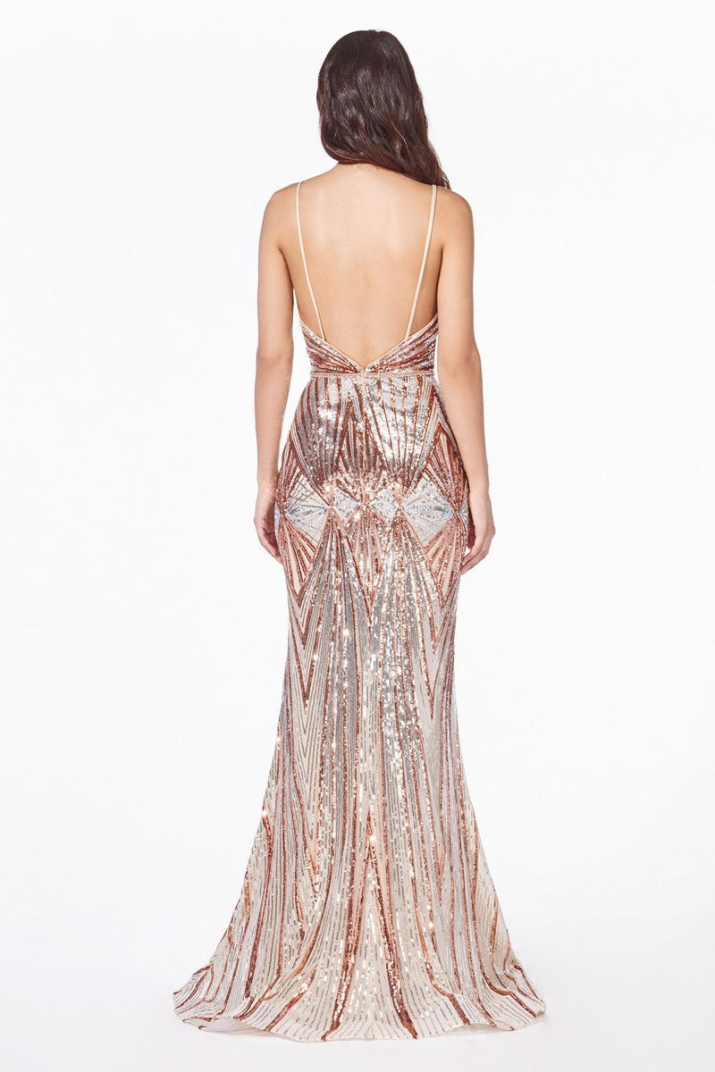 Sequined Mermaid Shape Long Dress CDJ9099