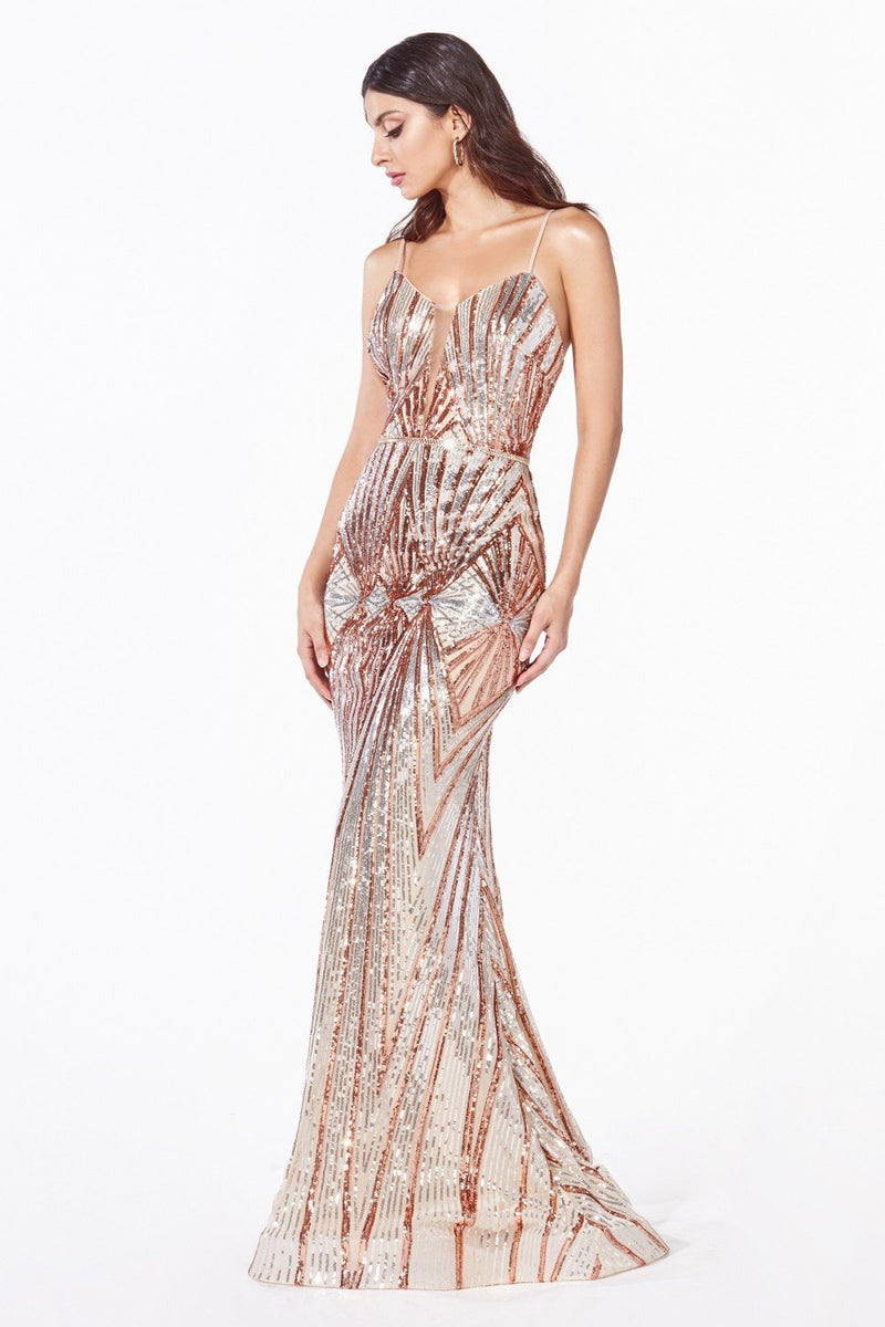 Sequined Mermaid Shape Long Dress CDJ9099