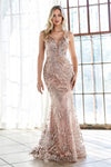 Illusion V-Neck Sequined Mermaid Prom Dress CDJ9646