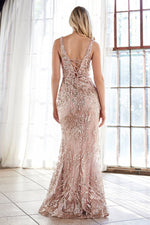 Illusion V-Neck Sequined Mermaid Prom Dress CDJ9646