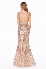 Sequined Mermaid V-Neck Dress CDJ9665