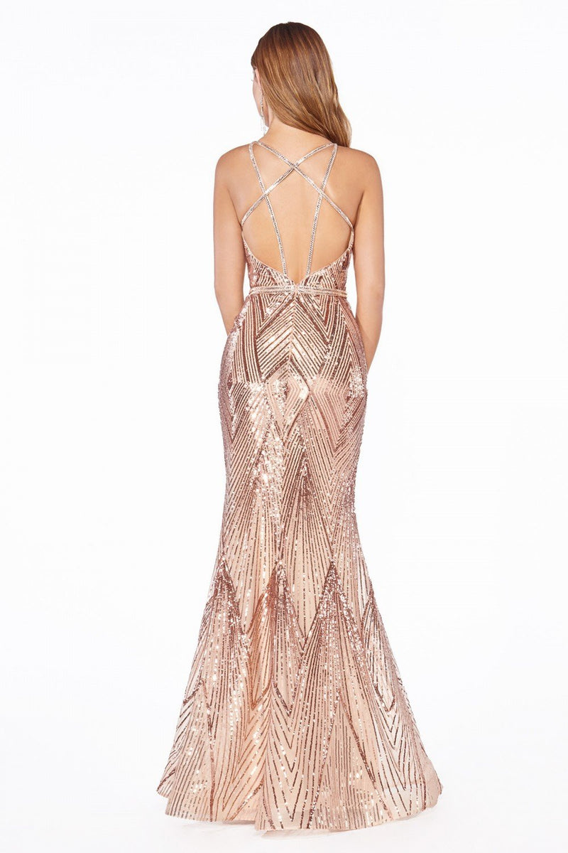 Sequined Mermaid V-Neck Dress CDJ9665