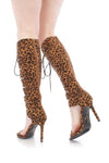 Shade Leopard Open Toe Lace Up Boot